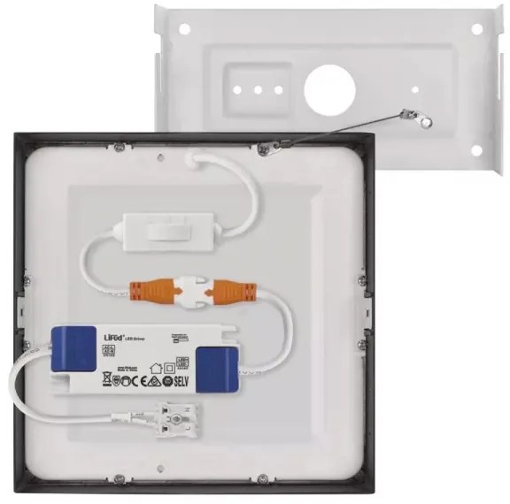 LED Mennyezeti lámpa LED/12,5W/230V 3000/3500/4000K 17x17 cm fekete