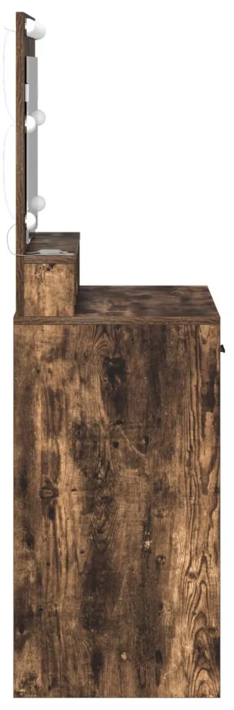 Sminkasztal LED világítással Füstölt tölgy 79x41x135 cm