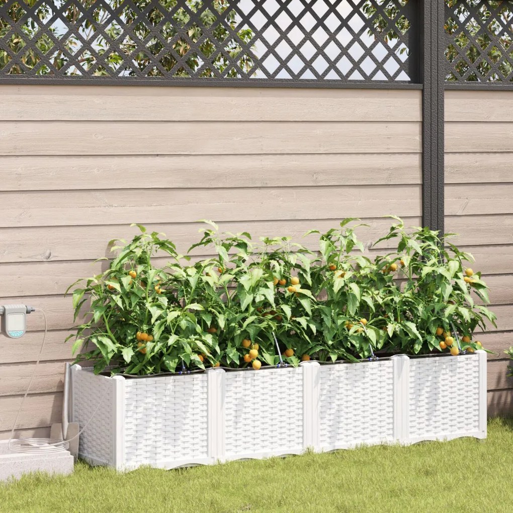 Kerti ültetők Fehér 160 x 40 x 37.5 cm Acél