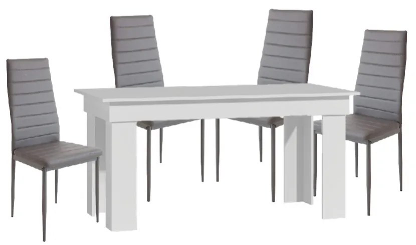 Montilla II NEW 4 személyes étkezőszett Fehér-Szürke N
