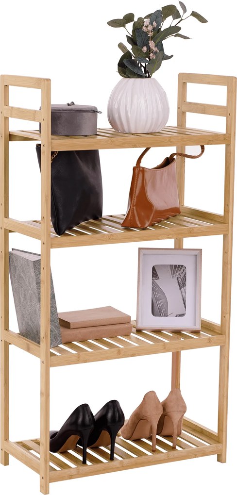 4 polcos polcállvány, természetes bambusz, FIORE TYP 2