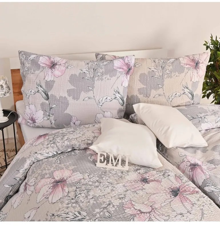 EMI Isadora rózsaszínű krepp ágyneműhuzat, A standard egyszemélyes ágy szett tartalma: 1x 140x200 + 1x 70x90