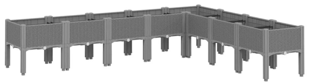 vidaXL világosszürke PP rácsos kerti ültetőláda 200 x 160 x 42 cm