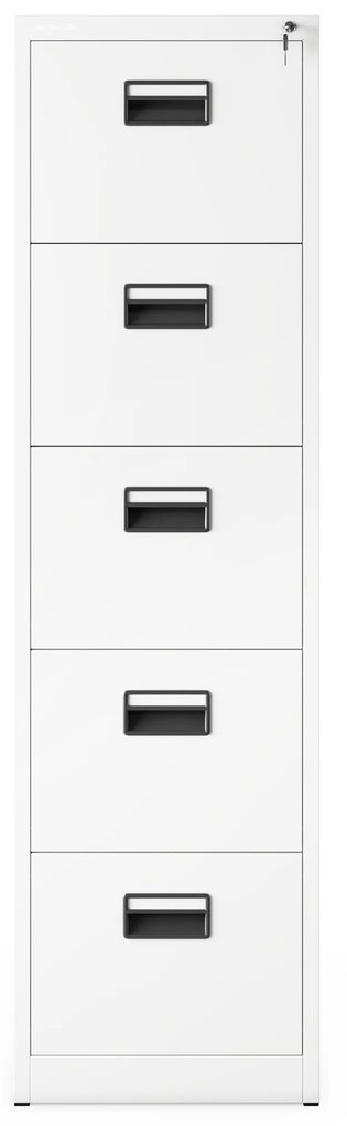 Fém irattartó szekrény, 5 fiókos SARA V5, 460 x 1630 x 620 mm, fehér