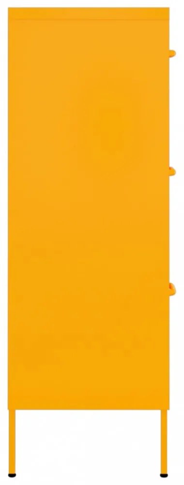 mustársárga acél fiókos szekrény 80 x 35 x 101,5 cm