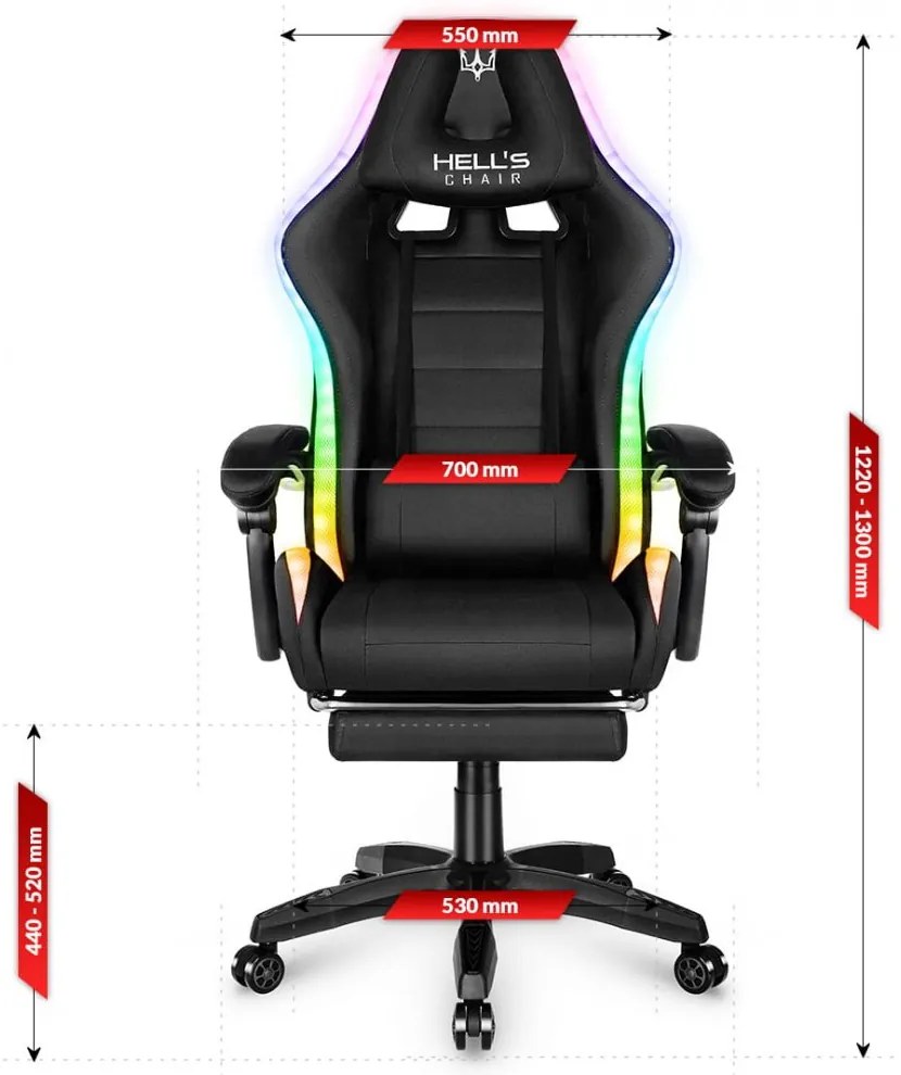 Szövet gamer szék LED RGB HC-1039 - fekete