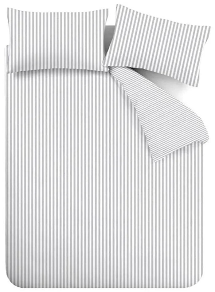 Szürke egyszemélyes flanel ágyneműhuzat 135x200 cm Stripe – Catherine Lansfield