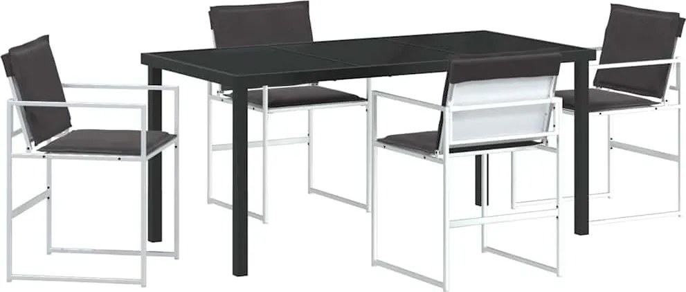 vidaXL Kert étkező szett 5 pcs Fehér Porszórt acél