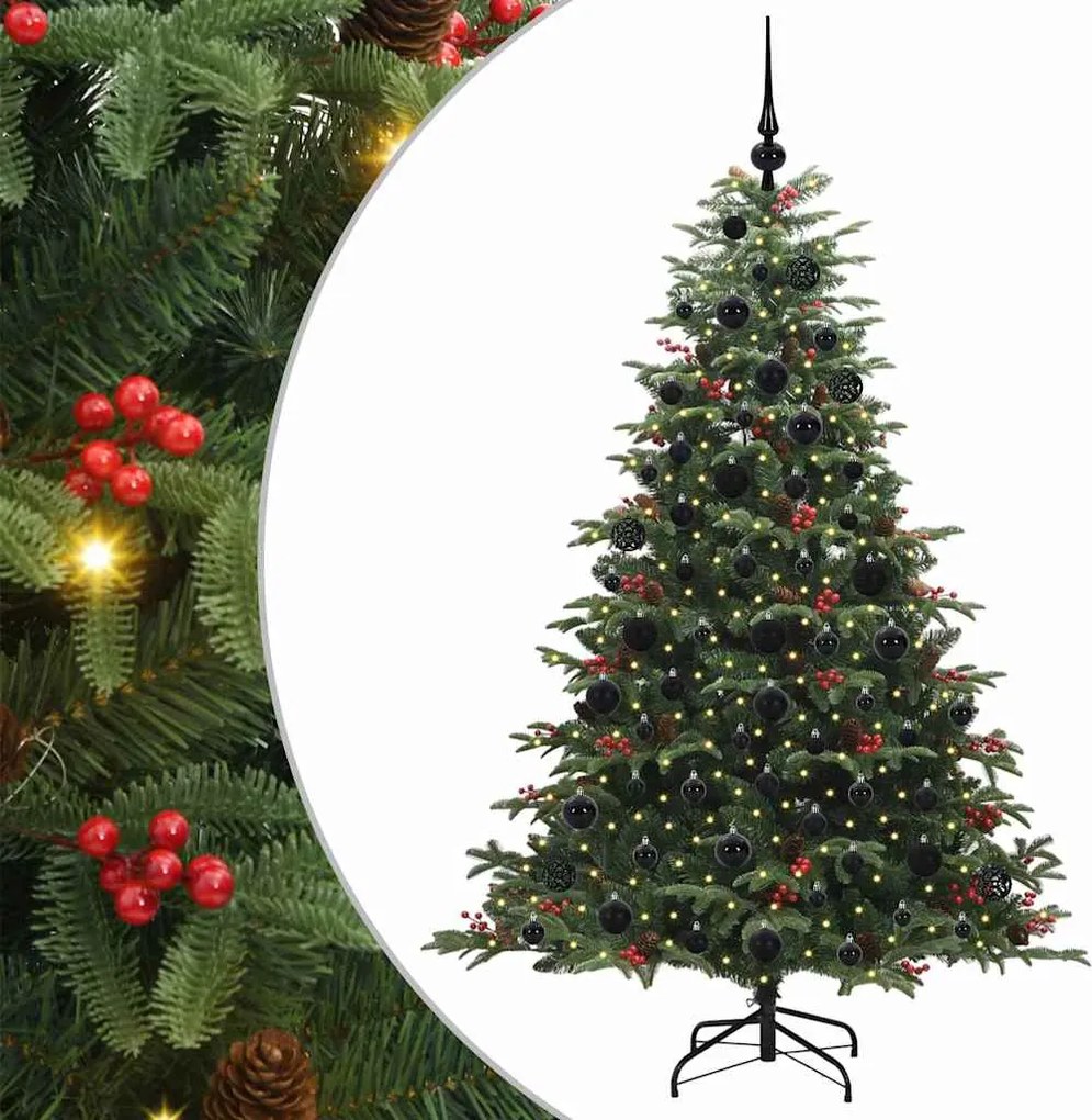 vidaXL Mű karácsonyfa 300 LED-del Zöld 180 cm PVC és Fém és Műanyag