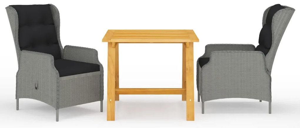 vidaXL 3 részes világosszürke kerti étkezőgarnitúra