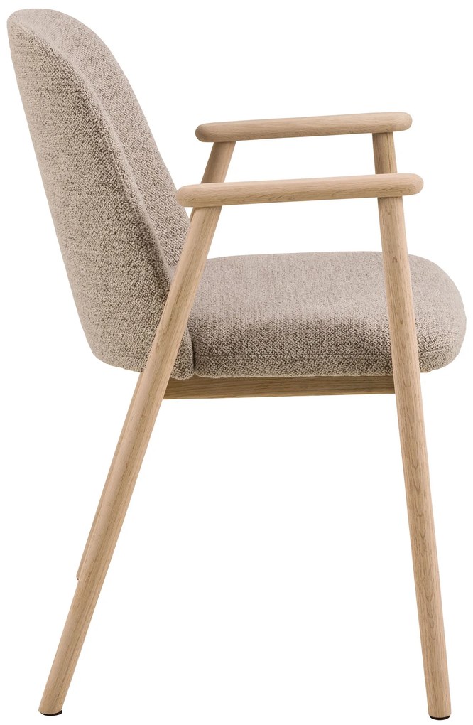 MAZZONI EXPORT RODERIC Beige Latte (Monza 60 szövet)/olajozott tölgyfa váz - RETRO FA SZÉK BOUCLÉ NAPPALIBA ÉTKEZŐBE KONYHÁBA