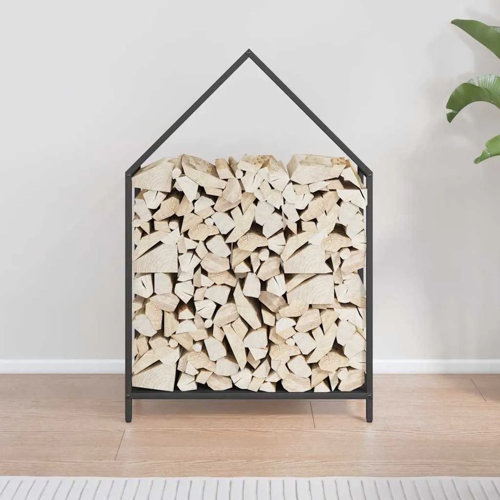 fekete hidegen hengerelt acél tűzifatároló 60x25x90 cm