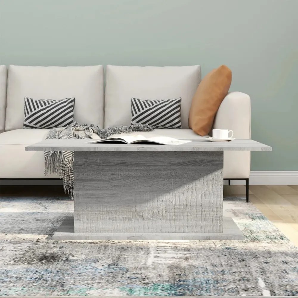 szürke sonoma szerelt fa dohányzóasztal 102x55,5x40 cm