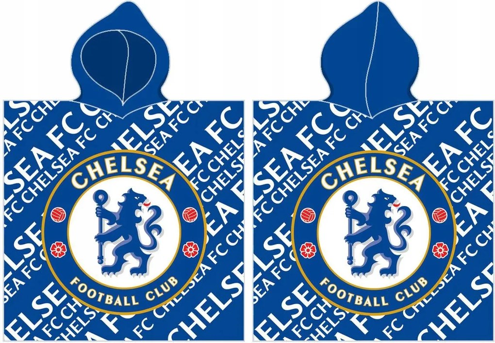 Gyerek kapucnis poncsó 60x120 Chelsea London Football Club kék
