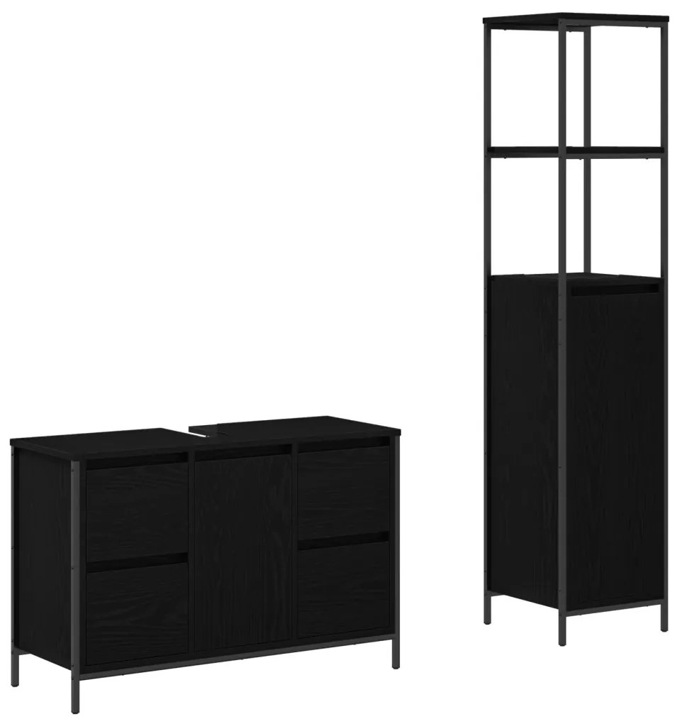 Fürdőszoba bútor szett 2 pcs Musta tammi 36 x 35 x 165 cm