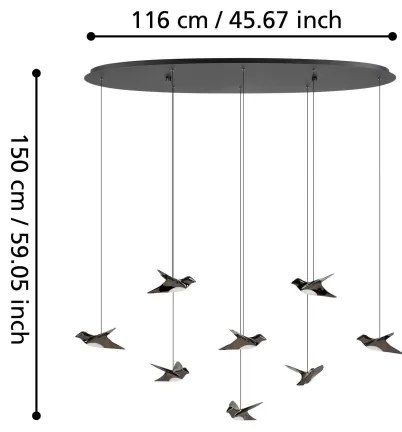 Eglo 390055 - LED Dimmelhető csillár zsinóron PARATEBUENO 8xLED/4,2W/230V fekete