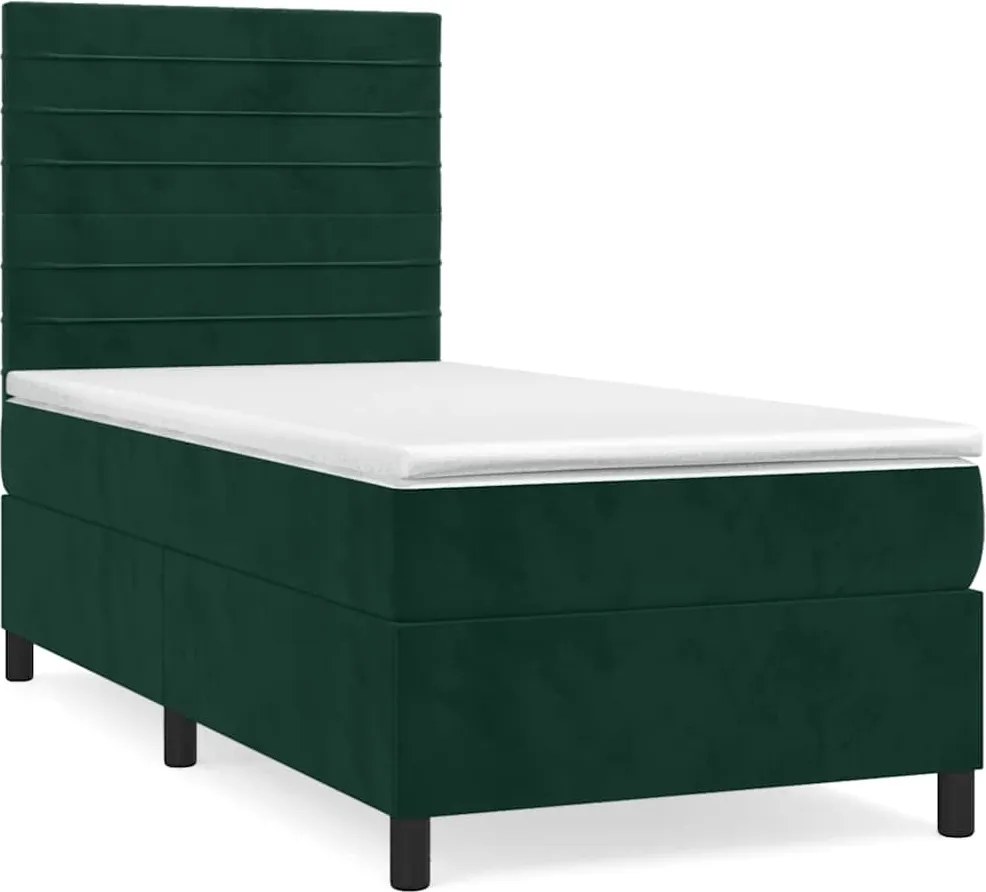 vidaXL sötétzöld bársony rugós ágy matraccal 80 x 200 cm