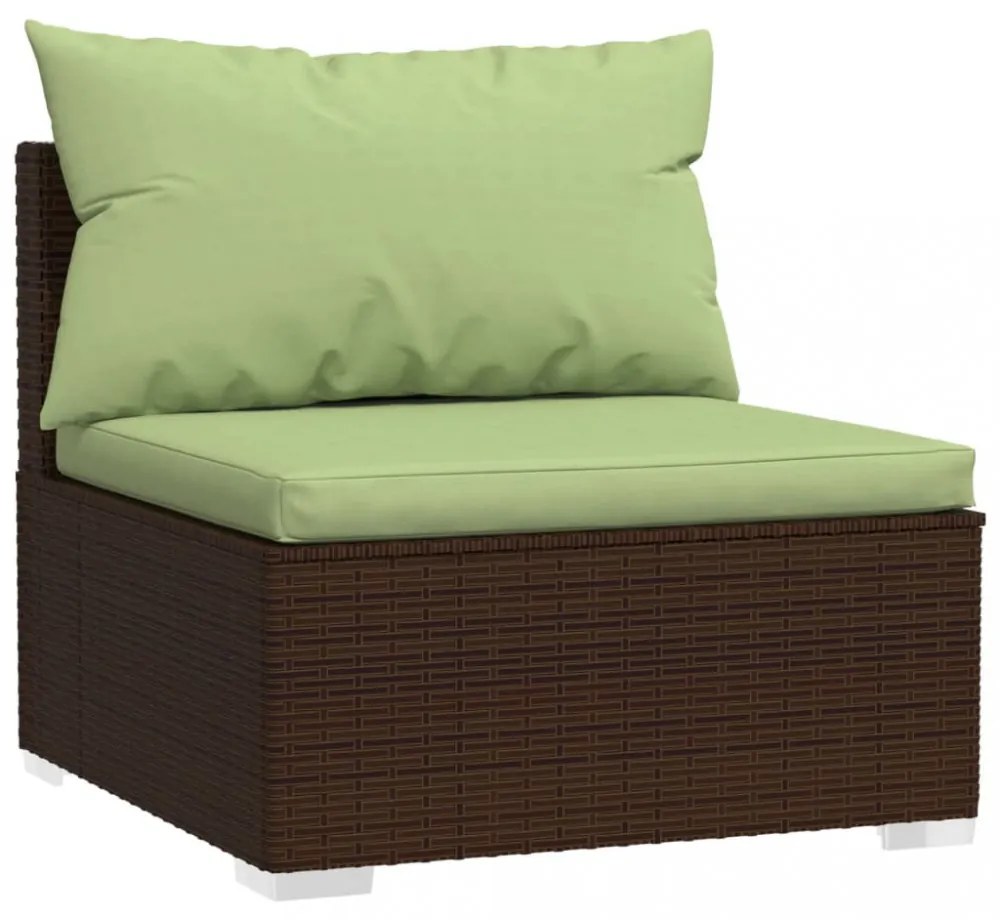 vidaXL 4 részes barna polyrattan kerti bútorszett párnákkal