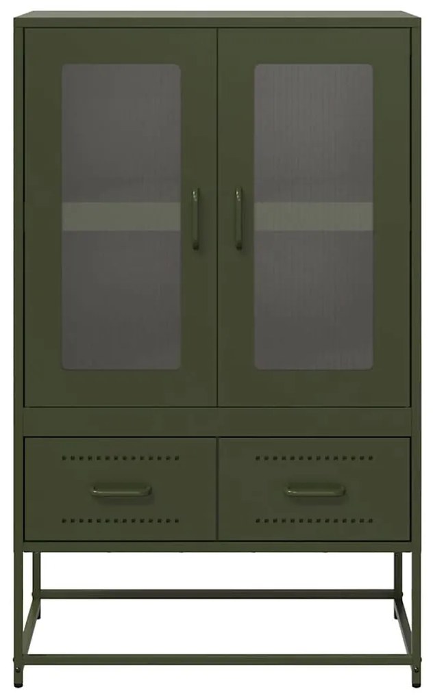 olívazöld acél magasszekrény 68x39x111,5 cm
