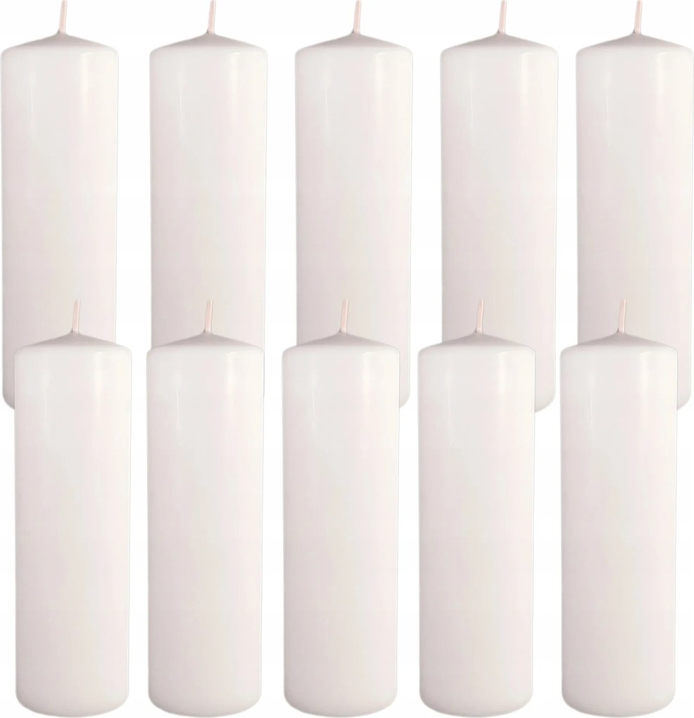 10x Nagy Gyertya Henger 6,5 X 20 cm Fehér 100H