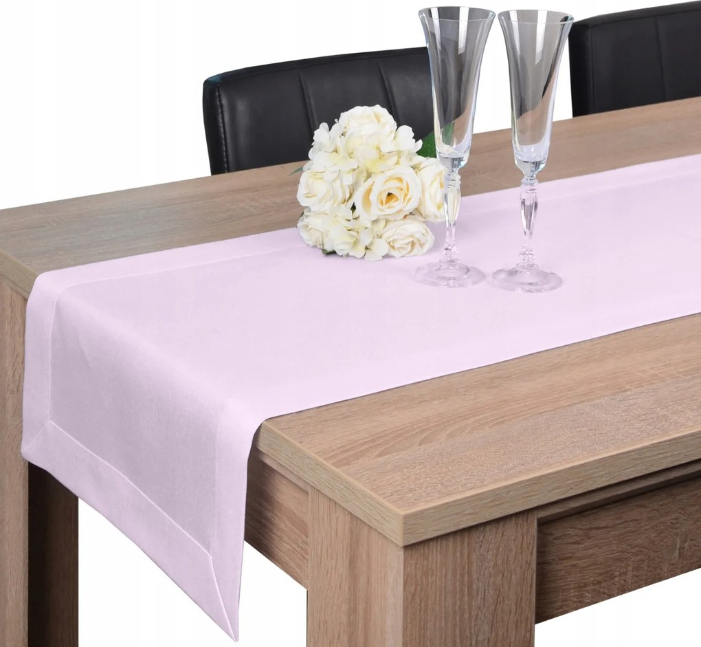 Panama asztali futó 40x220 cm, folttaszító, rózsaszín csíkkal