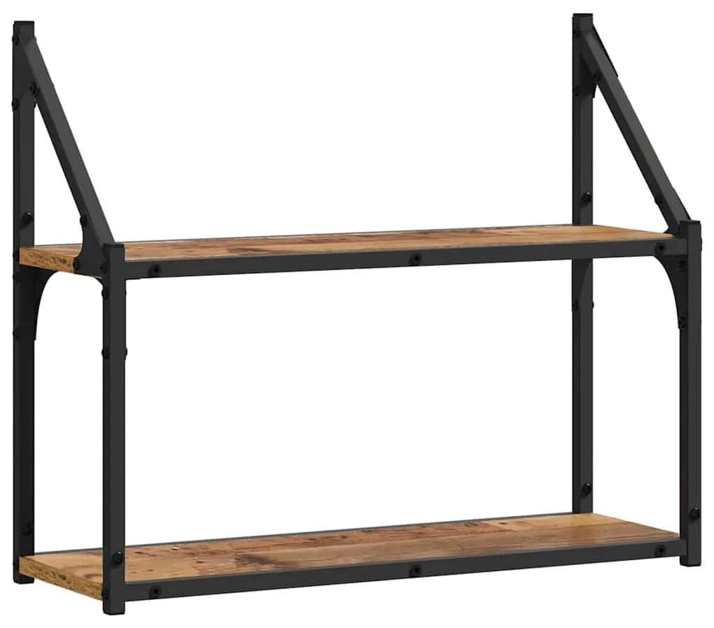 Falpolc polcokkal tárolóval Régi fa 60 x 21 x 51 cm Faanyag