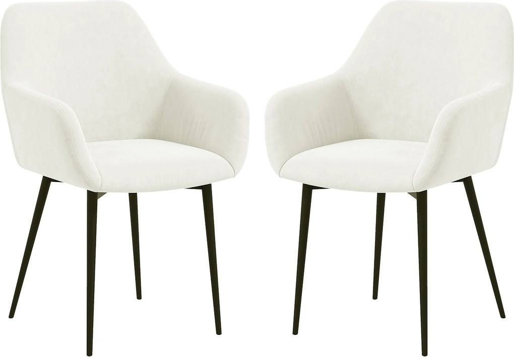 HOMCOM 2 darab Kárpitozott Skandináv Stílusú Étkezőszék, Konyhai Szék Fészekkel, Karfás Karosszék Acél Lábakkal, 54x57x80 cm, Krémfehér | Aosom