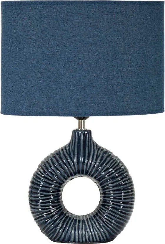 Kék kerámia asztali lámpa textil búrával (magasság 43 cm) Seta – Mauro Ferretti