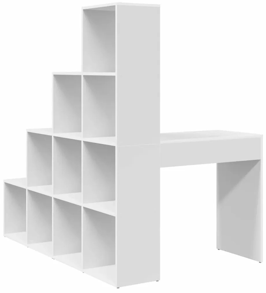 Sarokíróasztal polcokkal Fehér 101,5 x 149,5 x 149,5 cm Faanyag