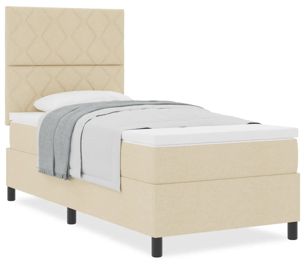 Boxspring ágy matraccal Bézs 90x200 cm Szövet
