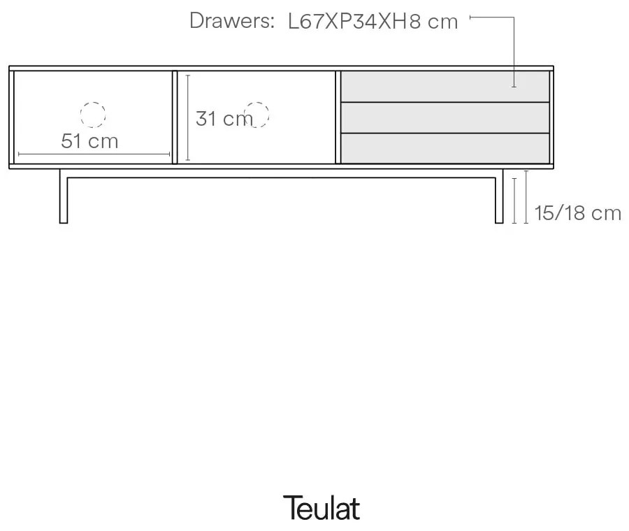Szürke-natúr színű TV-állvány tölgyfa dekorral 180x52 cm Sierra – Teulat