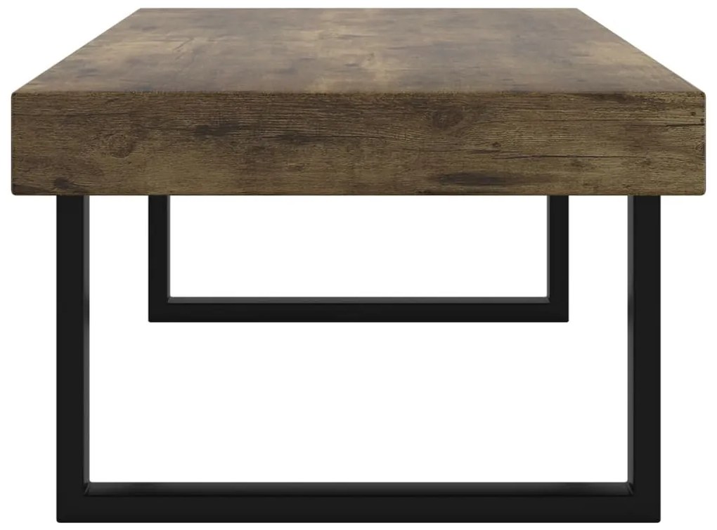 Sötétbarna és fekete MDF és vas dohányzóasztal 120x60x40 cm
