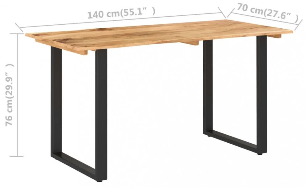 tömör akácfa étkezőasztal 140 x 70 x 76 cm