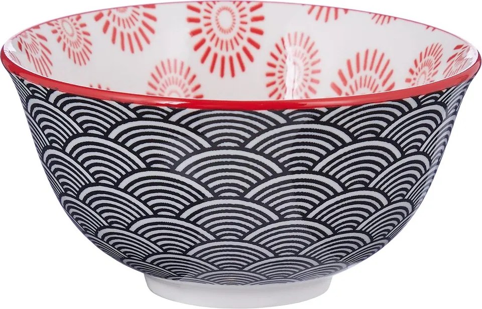 ORNAMENTS tálka 240 ml, fekete-piros