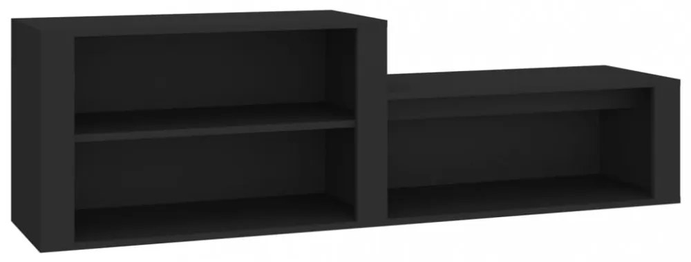 fekete szerelt fa cipőszekrény 150 x 35 x 45 cm