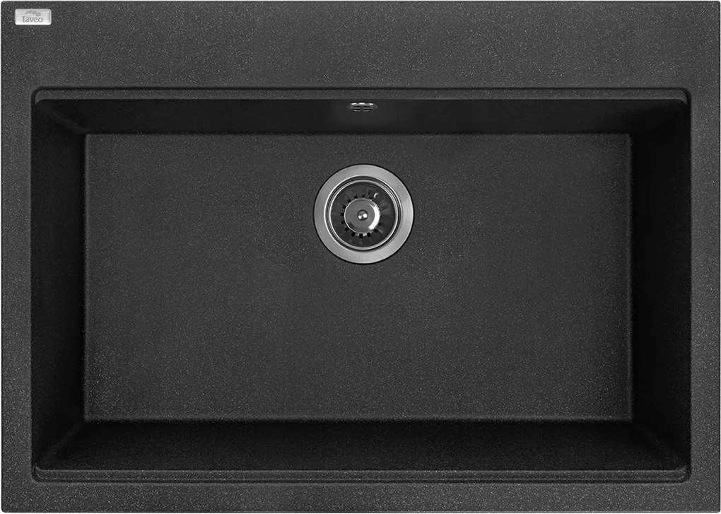 Laveo Konyhai gránit mosogató 1 kamrás Tau 50x70 cm fekete
