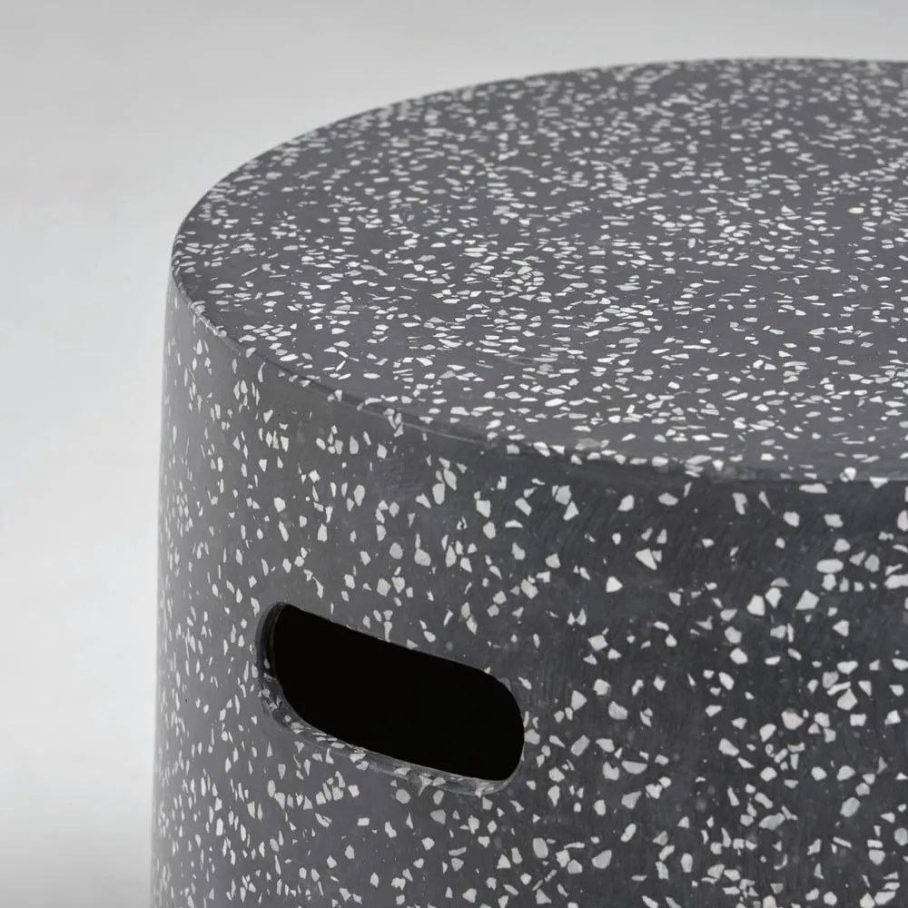 Fekete beton tárolóasztal, ⌀ 35 cm - Kave Home