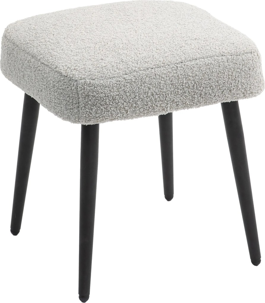 HOMCOM Puff Ülőke Négyzet Alakú Sminkpuff, Lábpihentető Cashmere Hatással, Acél Lábakkal, A Nappaliba, Hálószobába, Világosszürke, 42 x 42 x 47 cm | A