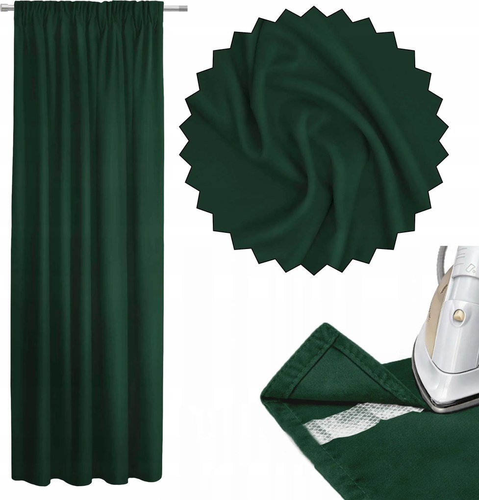 Szalagra Kész Függöny +rövidítő Szalag 140x270 Sötét Zöld Atlantic