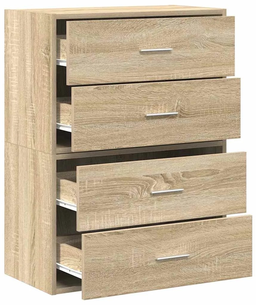 2 db sonoma tölgy szerelt fa szekrény 2 fiókkal 60 x 31 x 40 cm