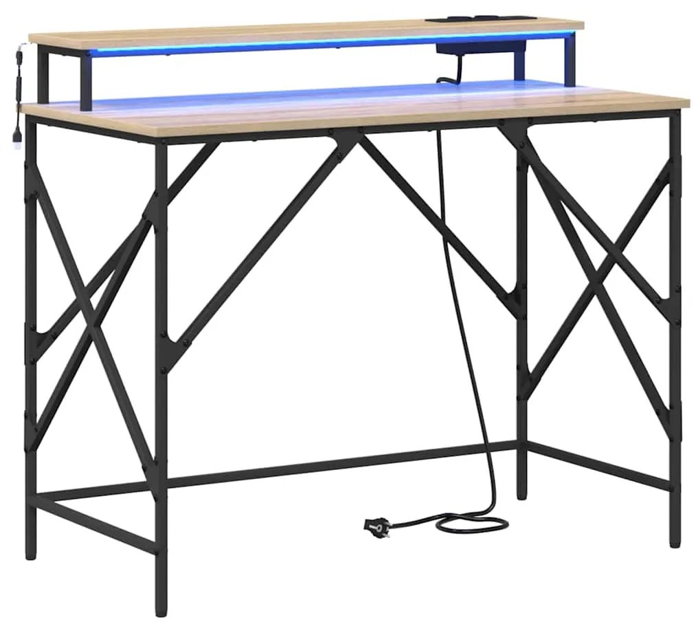 Asztal tárolóval sonoma tölgy 100 x 50 x 86.5 cm Faanyag