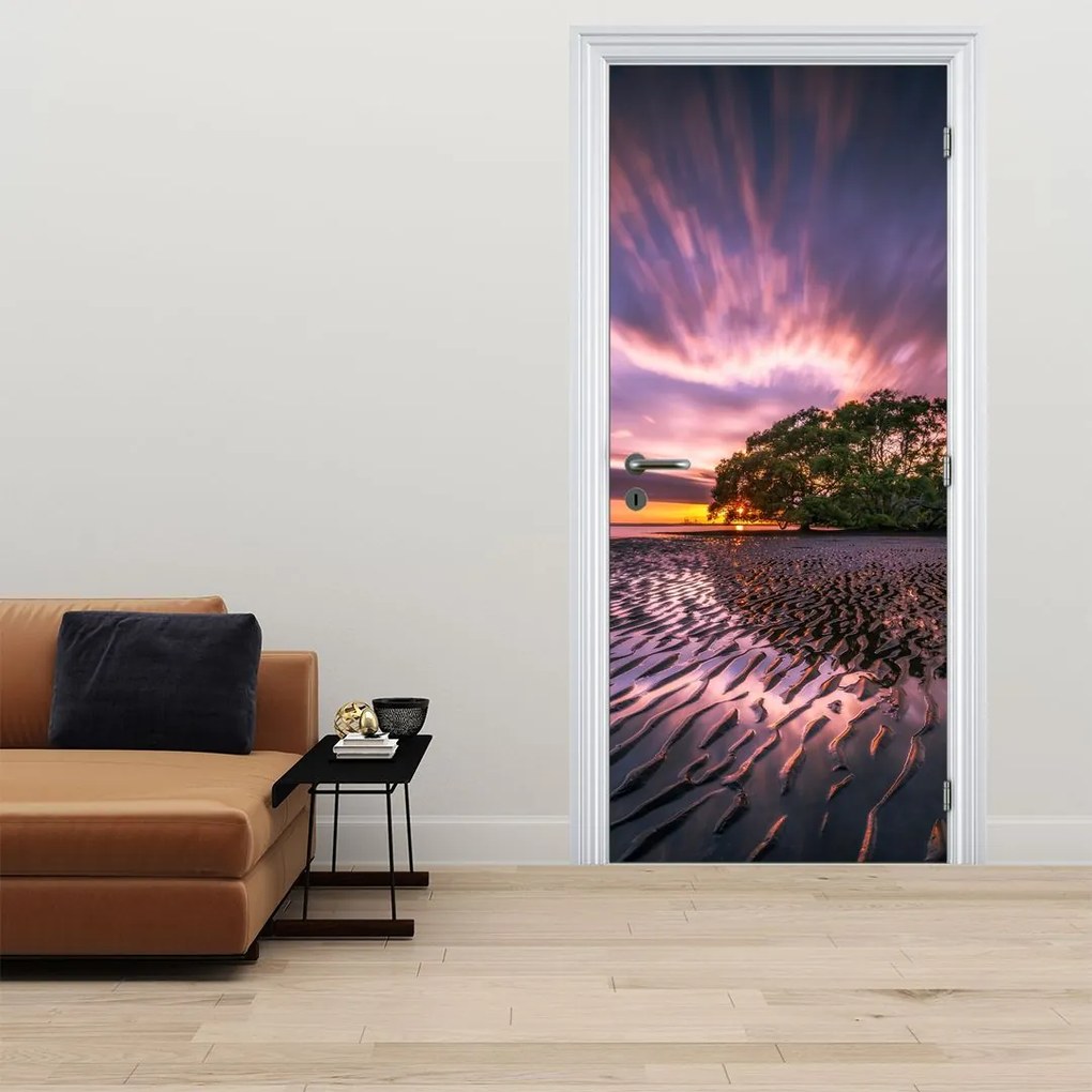 Fotótapéta ajtóra - Strand naplementekor (95x205cm)