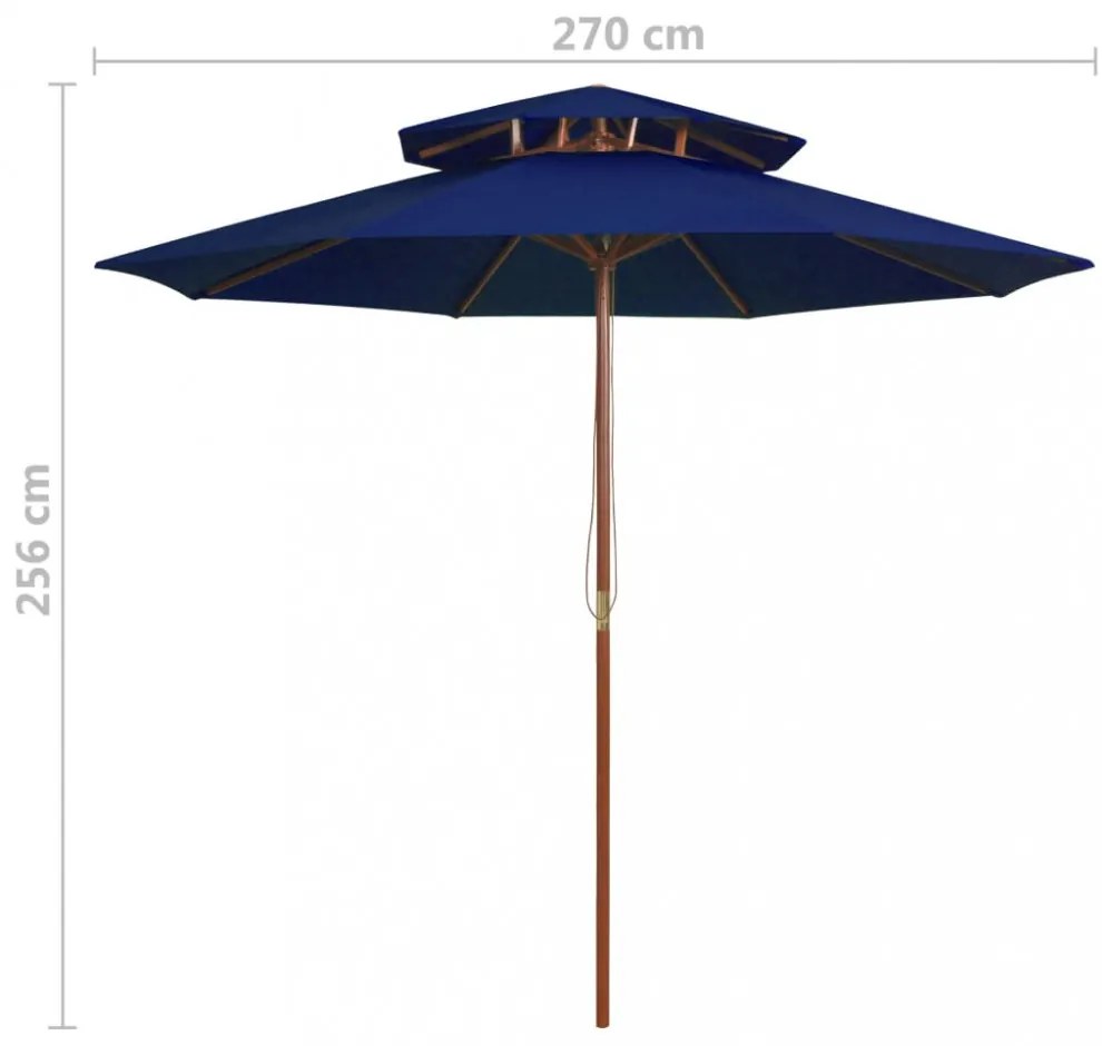 kék kétszintes napernyő farúddal 270 cm