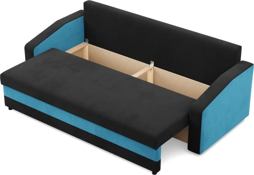 Hewlet kanapéágy, szövet anyag, hab töltet, fekete - kék