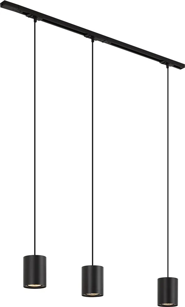 Modern sínrendszer 3 függőlámpával fekete 1 fázisú - Iconic Holt