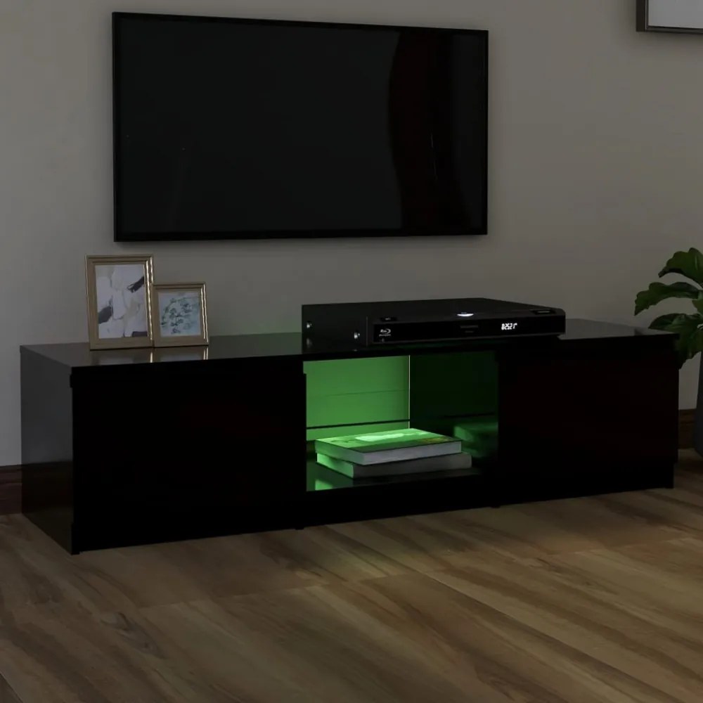 fekete TV-szekrény LED lámpákkal 140 x 40 x 35,5 cm