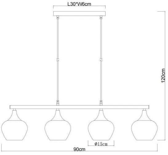 Globo 15548-4H1 - Csillár zsinóron MAXY 4xE27/40W/230V fekete