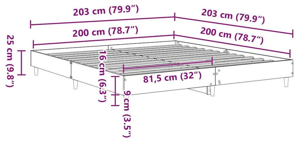 fehér szerelt fa ágykeret matrac nélkül 200 x 200 cm