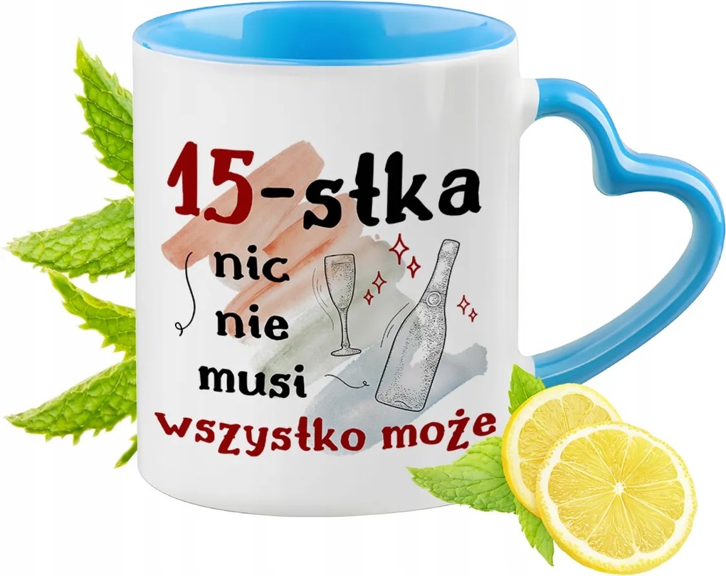 Születésnap 15 15-es 15. Kék Bögre Szív Alakú Füllel Ajándék