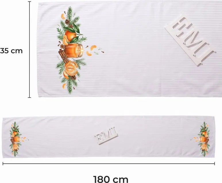 EMI Winter Mandarin damaszt terítő 35x180 cm